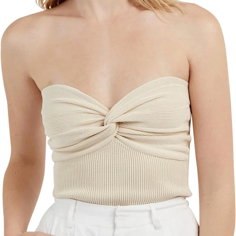 Twist Knot Solid Knit Bandeau Tube Top